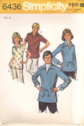 1970's Simplicity Pullover Top with Large Collar Pattern - Bust 38" - no. 6436