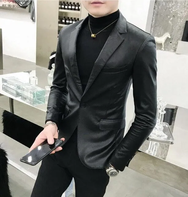 2019 Autumn Men's PU Leather Jacket for Men Fitness Fashion Male Suede Jacket