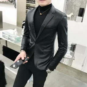 2019 Autumn Men's PU Leather Jacket for Men Fitness Fashion Male Suede Jacket