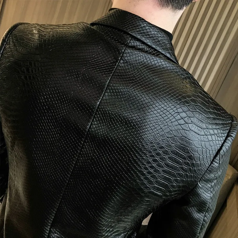 2019 Autumn Men's PU Leather Jacket for Men Fitness Fashion Male Suede Jacket