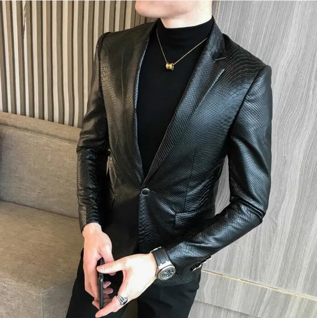 2019 Autumn Men's PU Leather Jacket for Men Fitness Fashion Male Suede Jacket