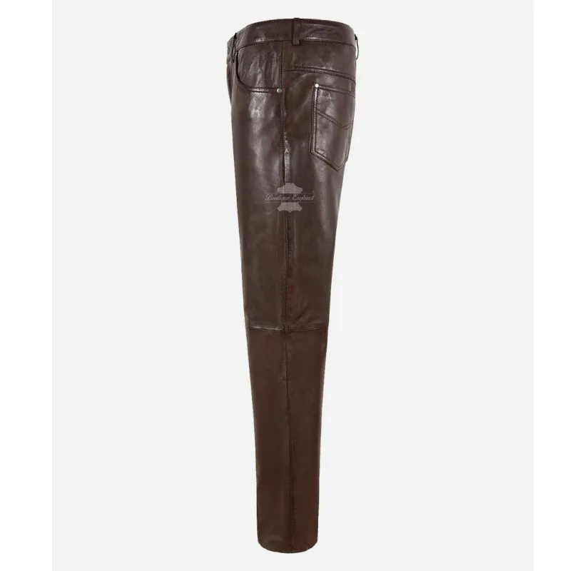 501 JEANS STYLE LEATHER PANTS MEN'S Casual Soft LEATHER PANTS