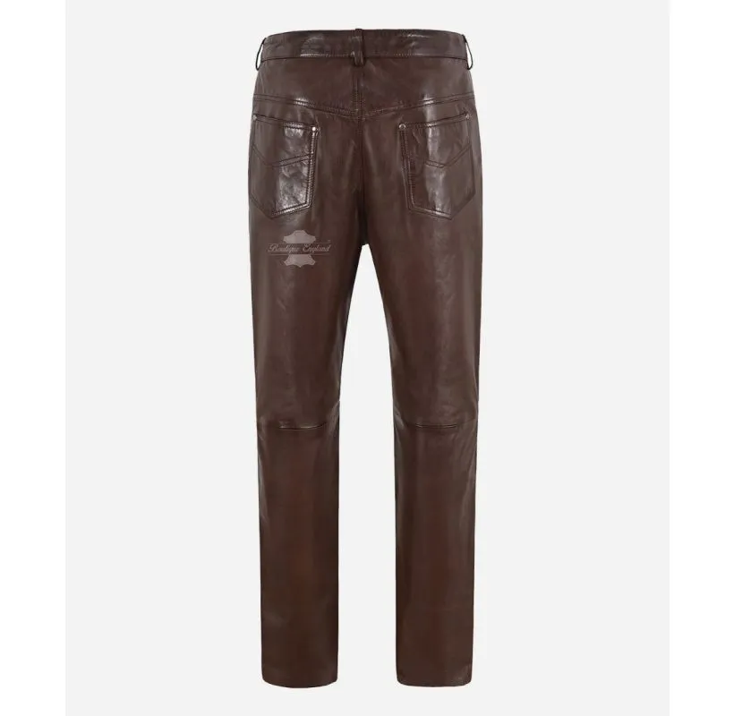 501 JEANS STYLE LEATHER PANTS MEN'S Casual Soft LEATHER PANTS