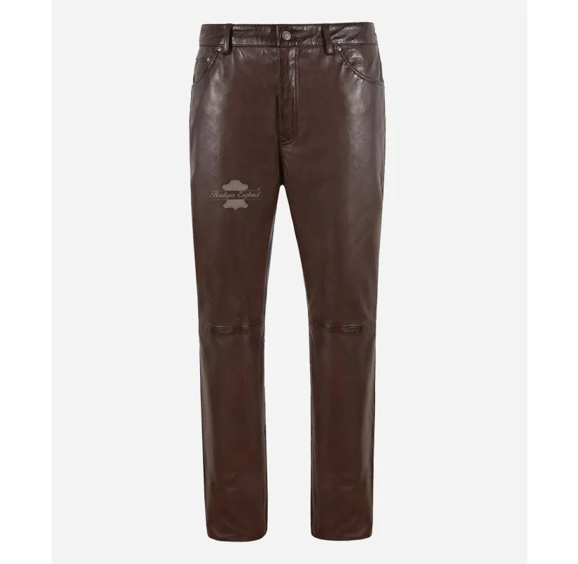 501 JEANS STYLE LEATHER PANTS MEN'S Casual Soft LEATHER PANTS