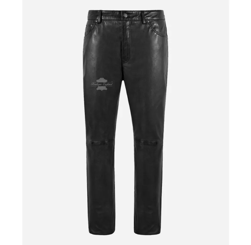 501 JEANS STYLE LEATHER PANTS MEN'S Casual Soft LEATHER PANTS