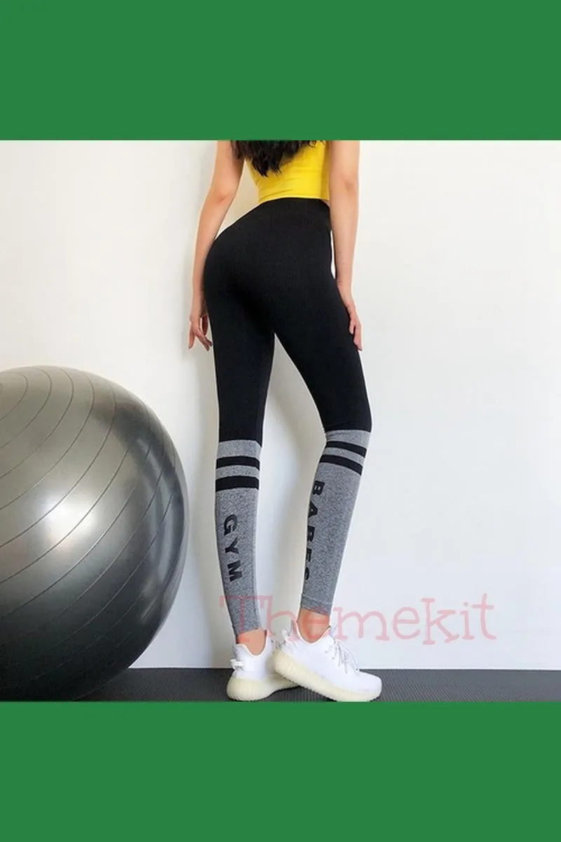 Alphabet Stitching Skinny Stretch Leggings