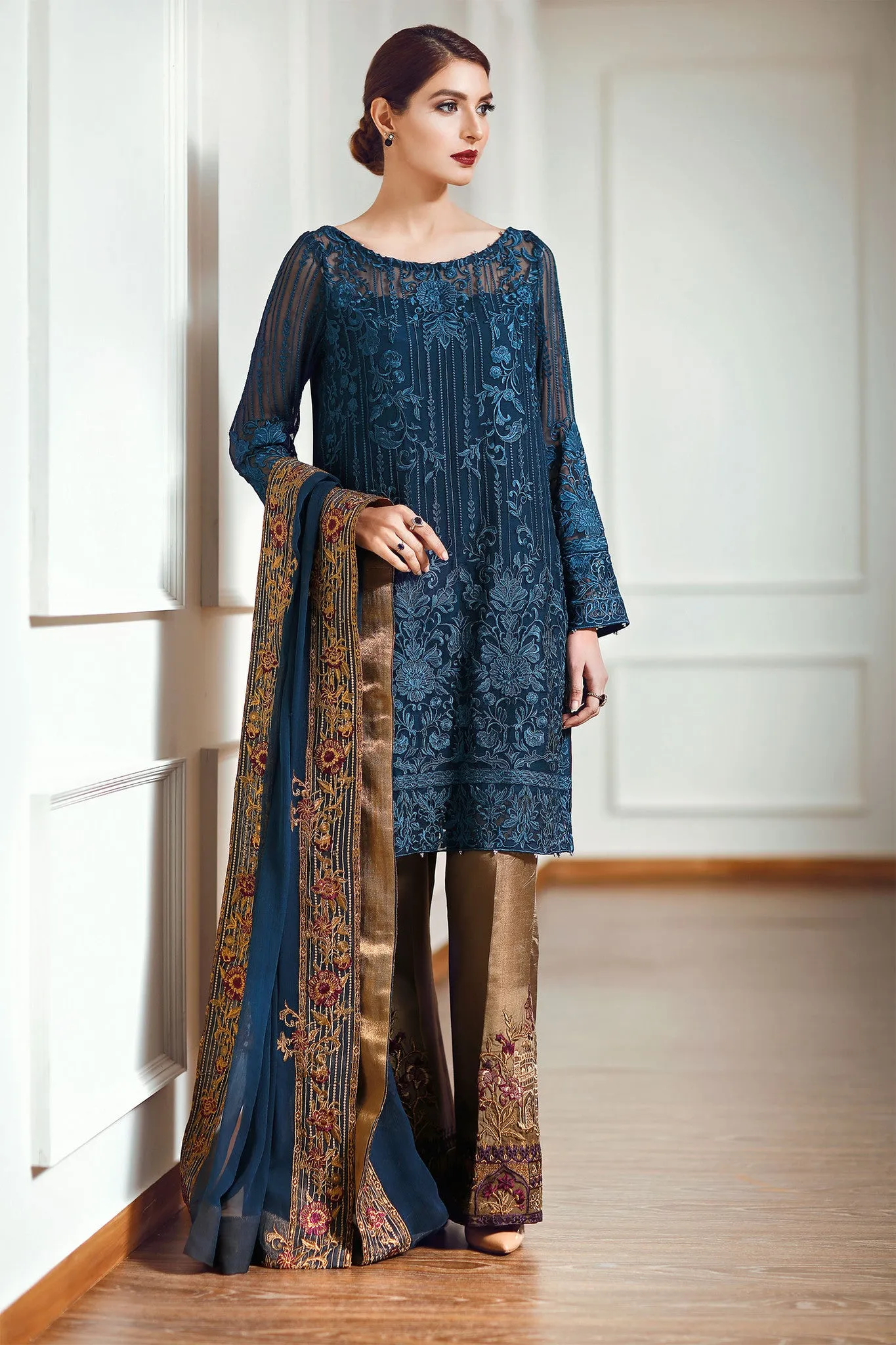 Baroque Luxury Chiffon Festive Edition – Metallic Seaweed