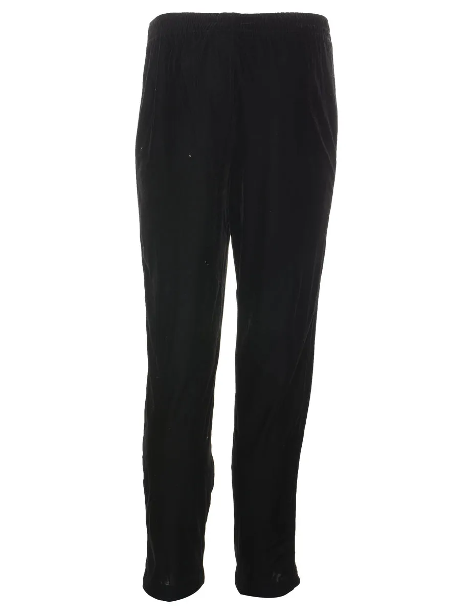 Black Elasticated Waist Velvet Trousers - W26 L29