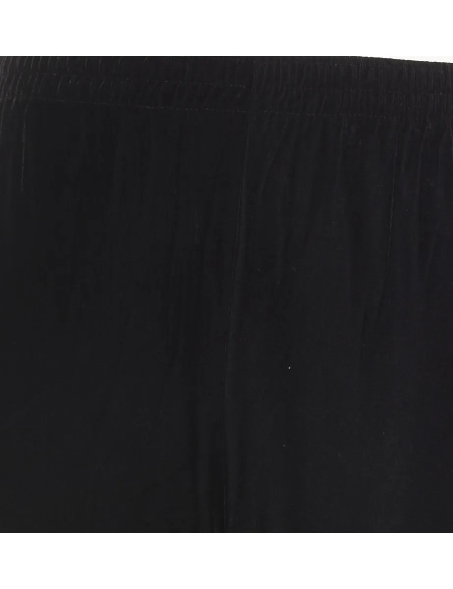 Black Elasticated Waist Velvet Trousers - W26 L29