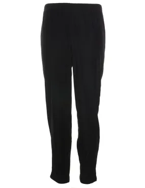 Black Elasticated Waist Velvet Trousers - W26 L29