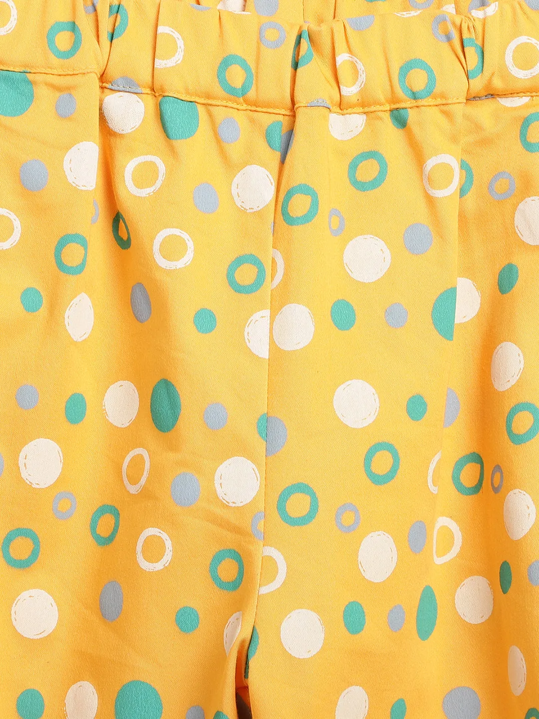 Blue Giraffe Girls Yellow Printed Loose Fit Mid-Rise Flat-Front Trouser