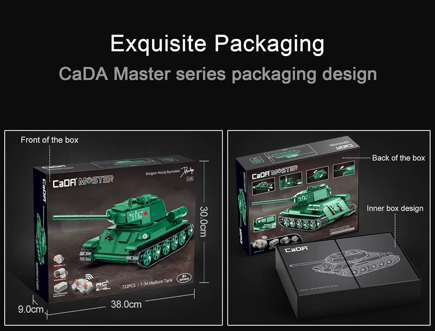 CaDA Remote Control Brick Model T-34 Tank
