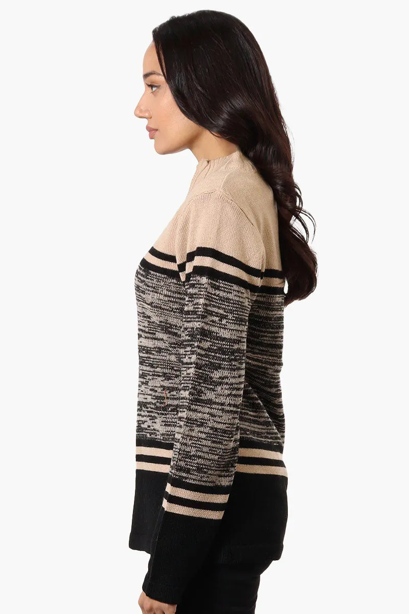 Canada Weather Gear Patterned 1/4 Zip Pullover Sweater - Camel