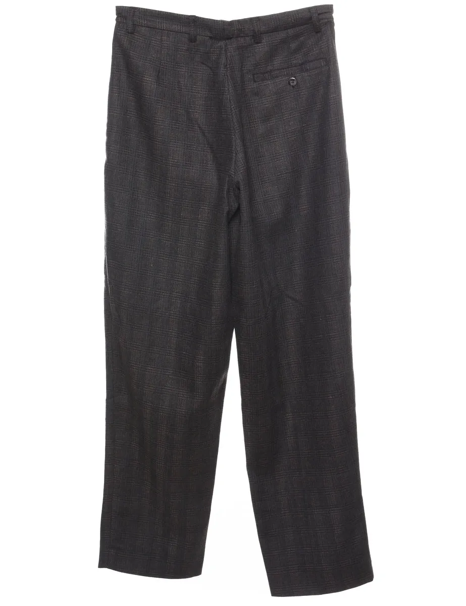 Checked Grey Tapered 1990s Trousers - W30 L31
