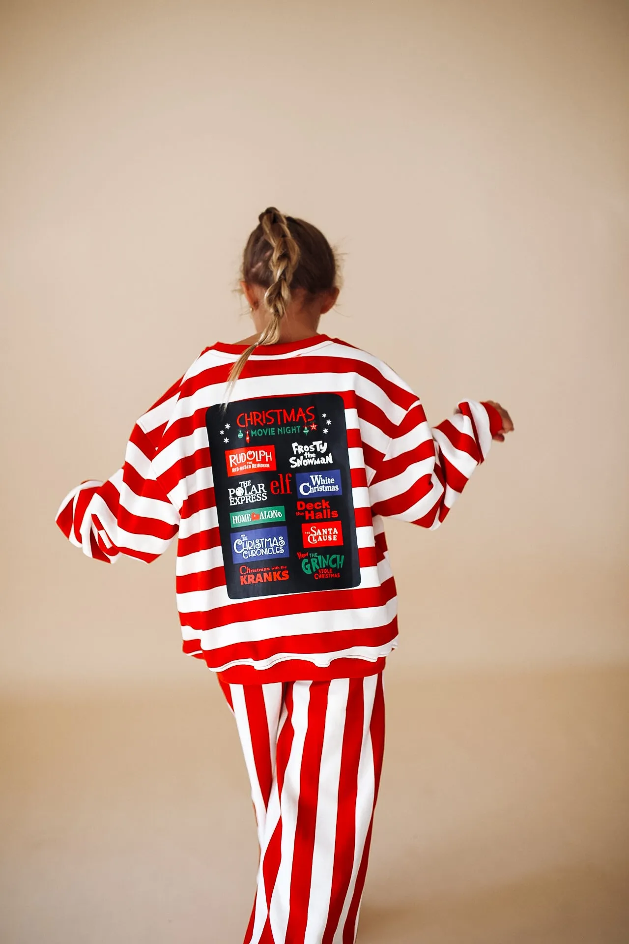 CHRISTMAS MOVIE NIGHT | printed front & back | oversized drop shoulder pullover | KIDS