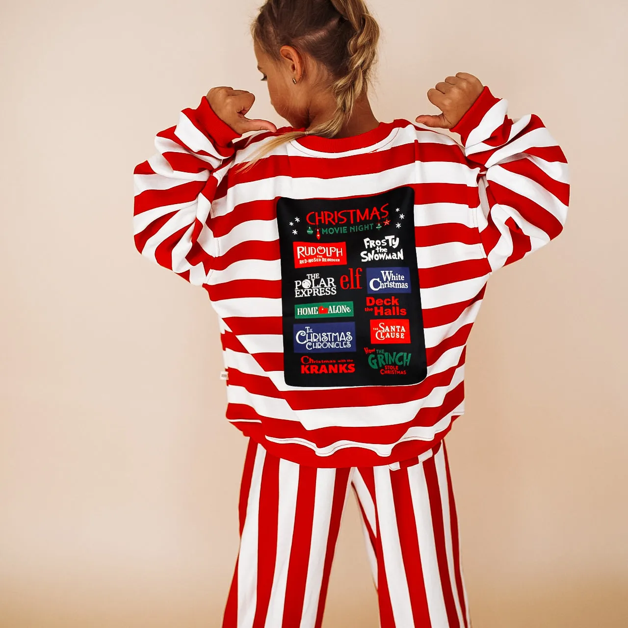 CHRISTMAS MOVIE NIGHT | printed front & back | oversized drop shoulder pullover | KIDS