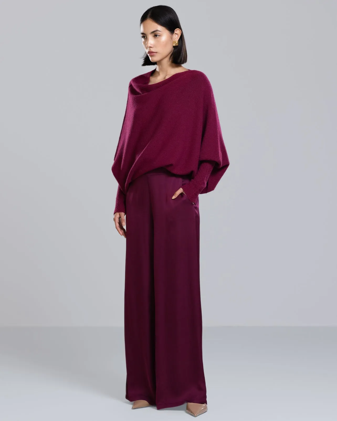 Cole Satin Trousers | Burgundy