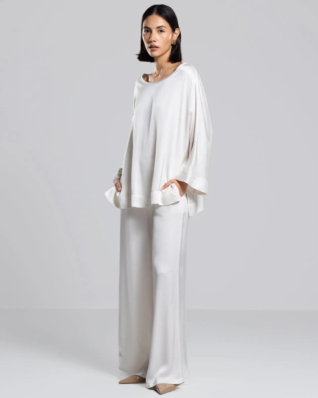 Cole Satin Trousers | Ivory