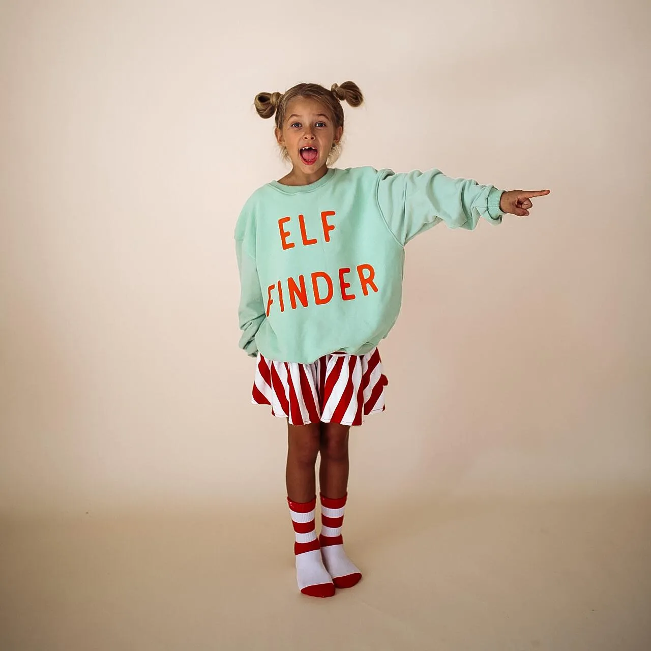 ELF FINDER | GREEN | oversized drop shoulder pullover | KIDS