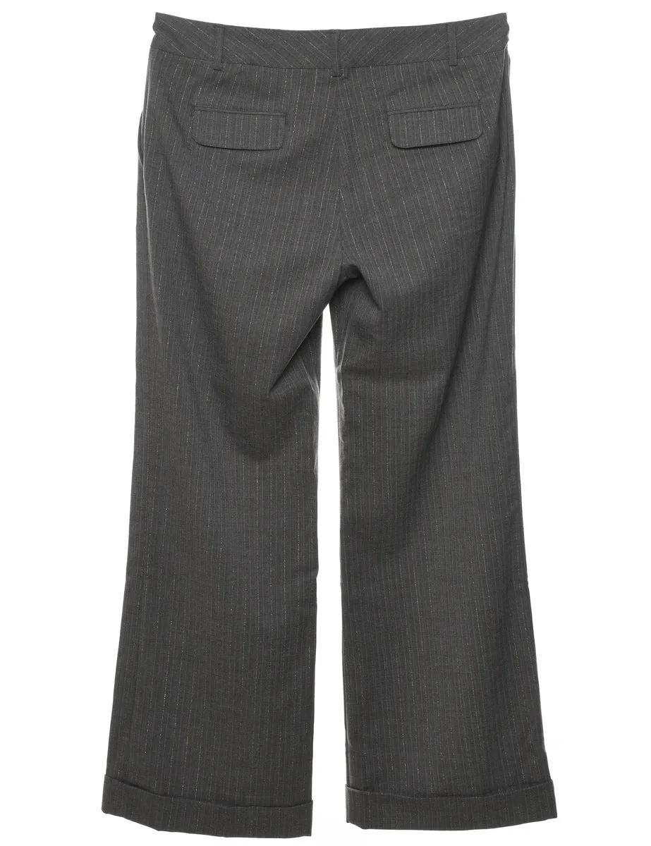 Grey Pinstriped Y2K Trousers - W34 L31