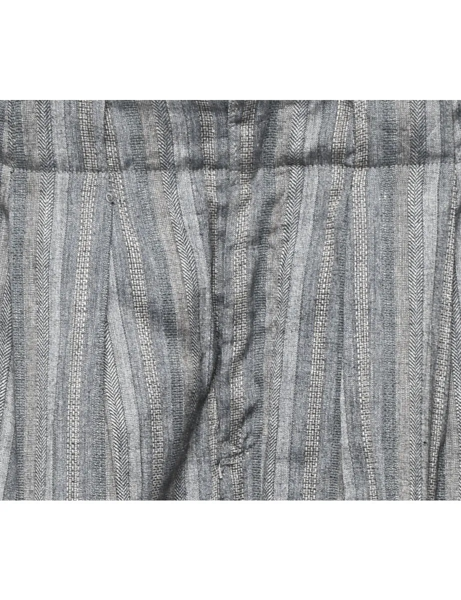 Grey Striped Pattern Trousers - W32 L28