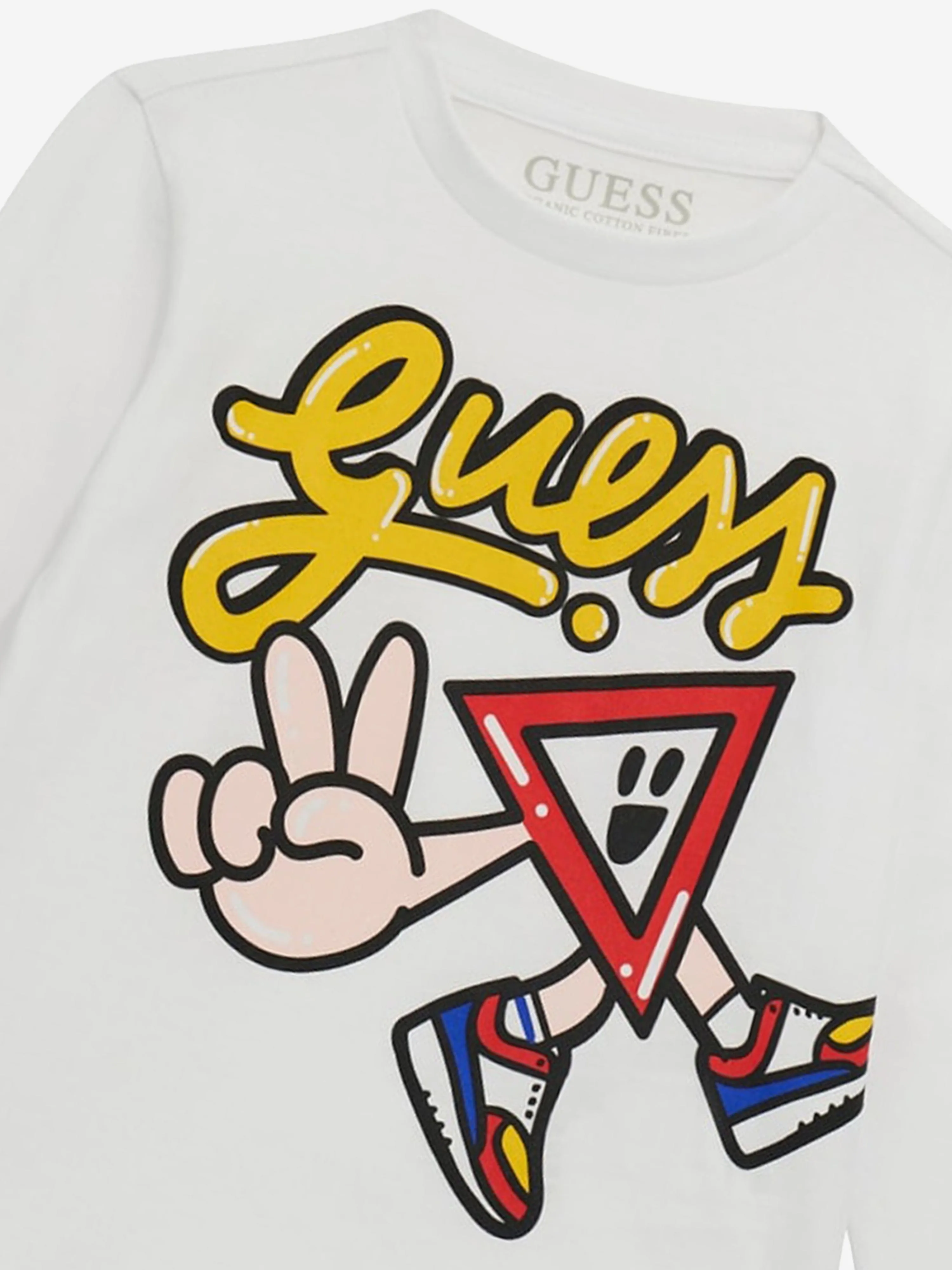 Guess Boys Long Sleeve Logo T-Shirt in White