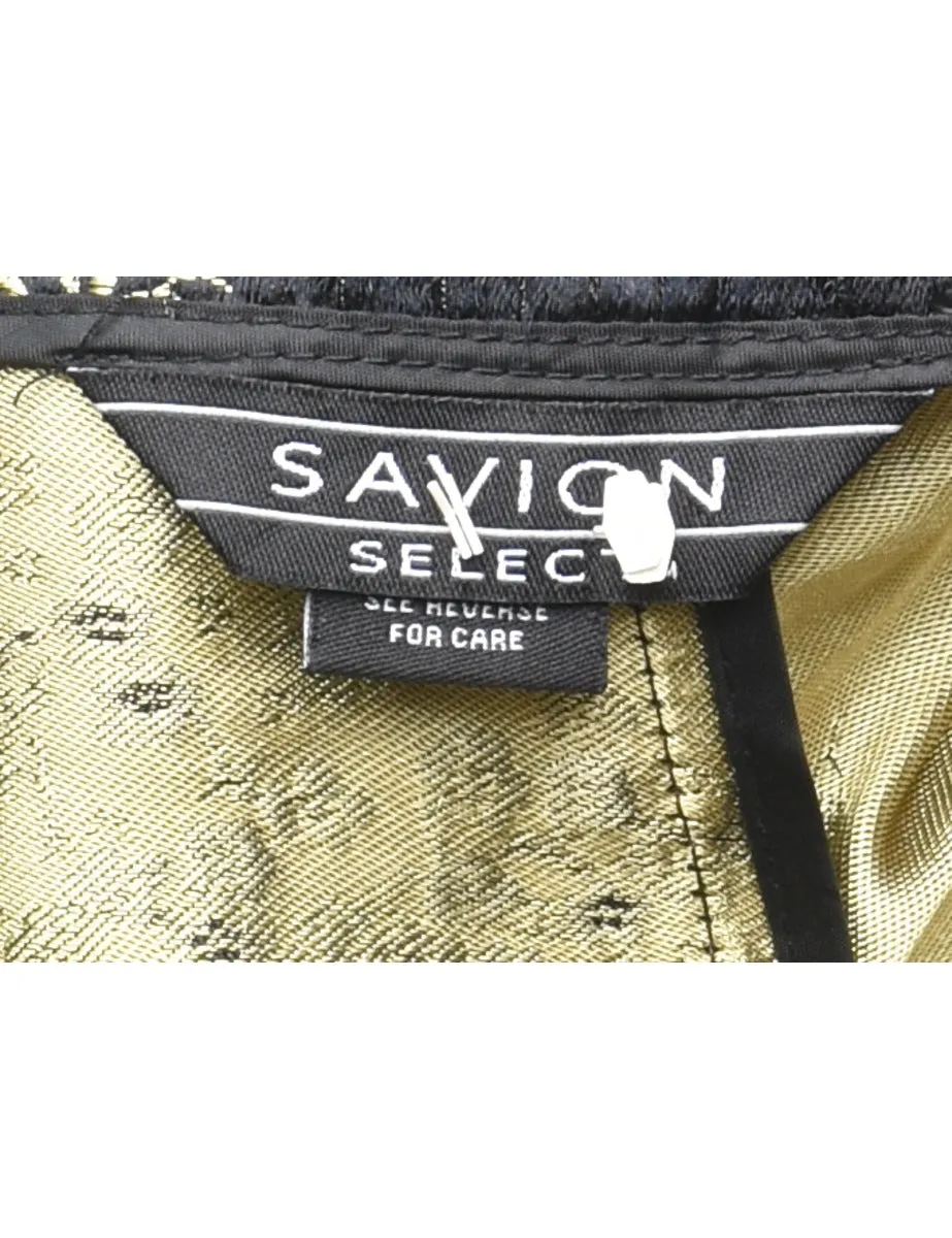 Jacquard Pattern Black & Gold Metallic Trousers - W34 L31
