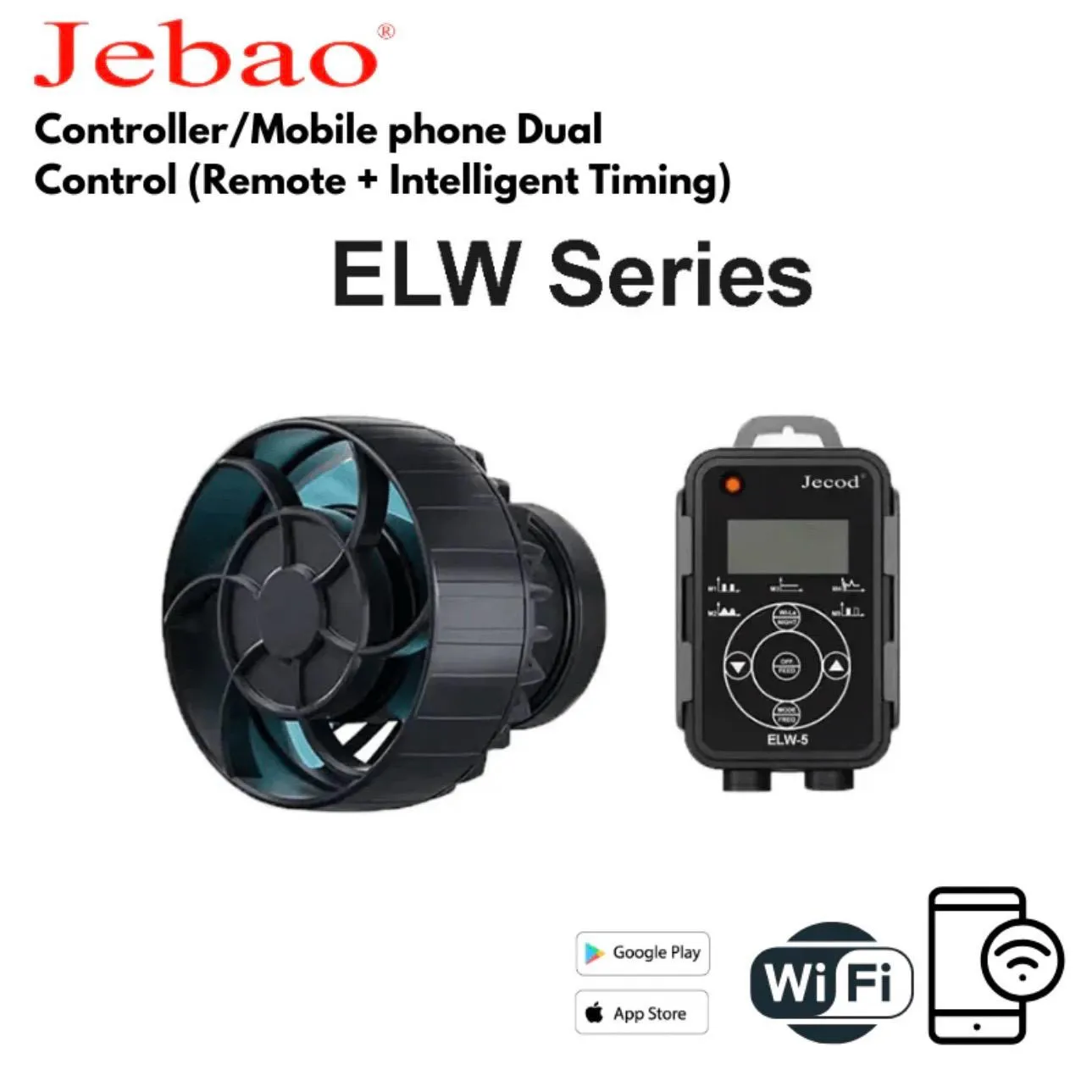 Jebao ( ELW-M ) Series WaveMaker Controller/Wi-Fi Mobile phone, Dual Control