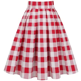 Jk Uniform Student 3XL Vintage Women Pleated Skirts Plaid Print Plus Size Midi 50s 60s Rockabilly Pin Up High Waist Summer Skirt