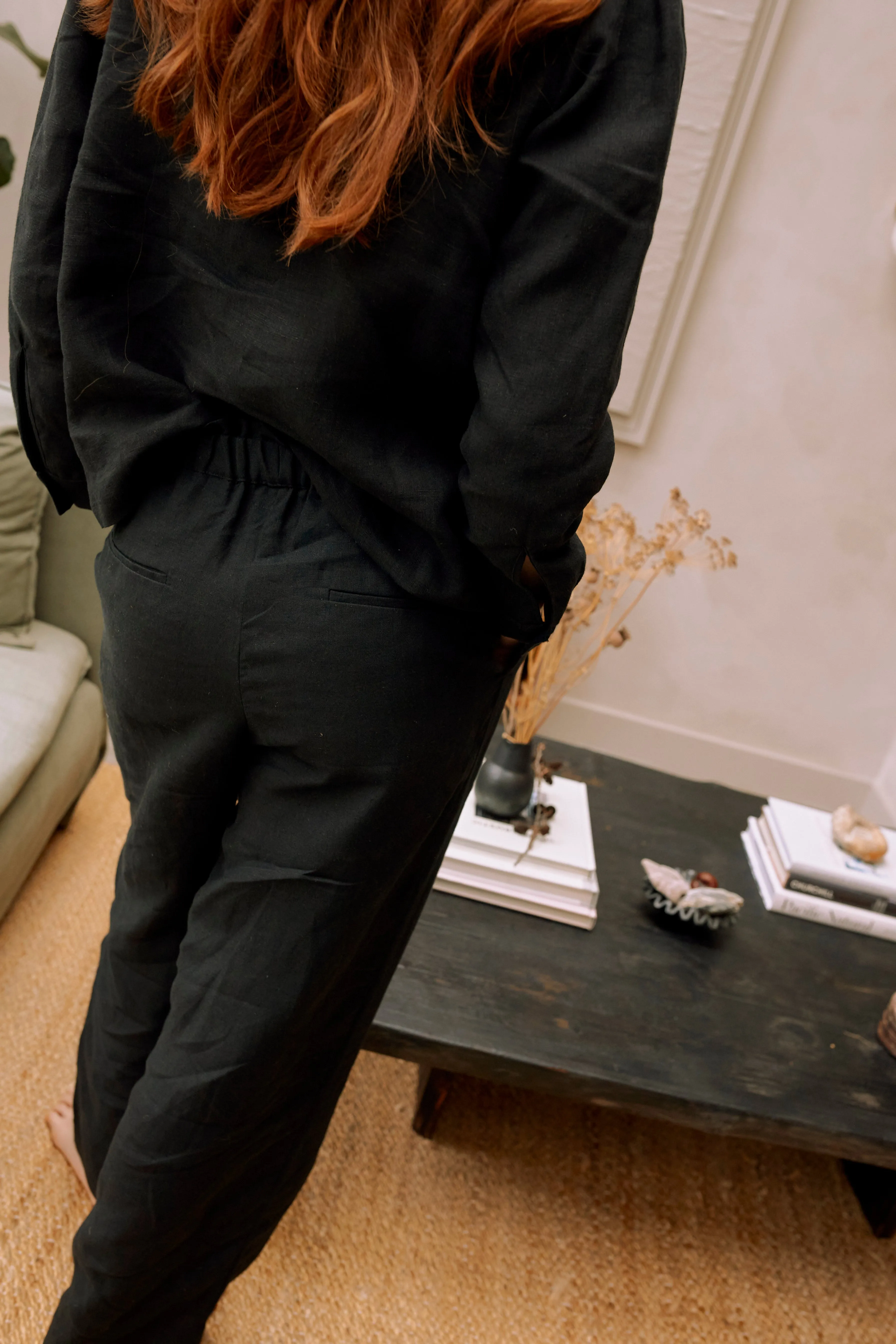 Maya Linen Trousers - Black