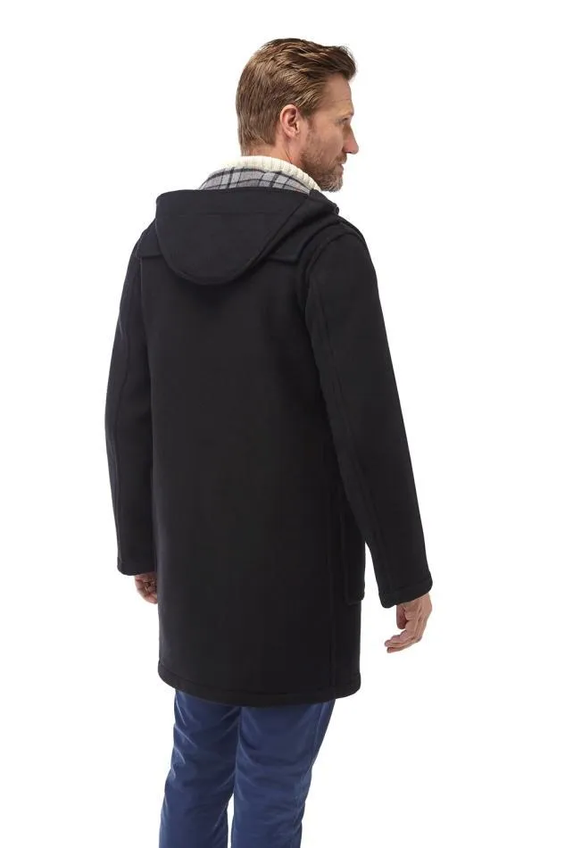 Men's Classic Fit Duffle Coat with Wooden Toggles - Black