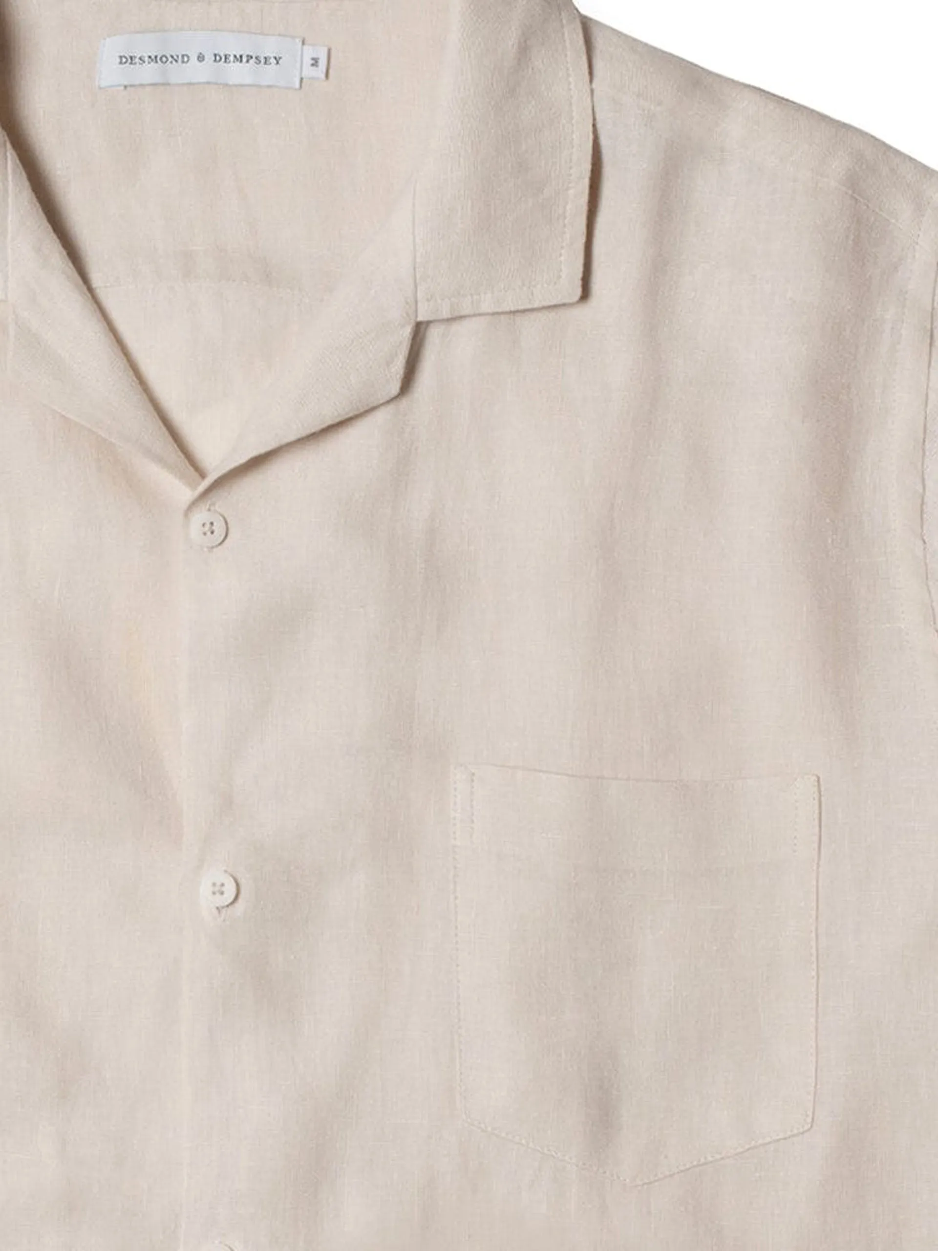 Men’s cuban long sleeve and trouser pyjama set croc/feluka cream/bronze linen