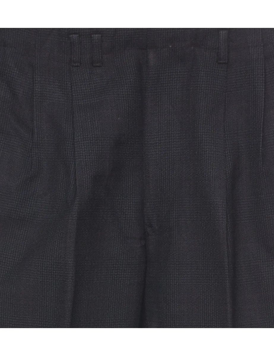 Navy Checked Pattern Trousers - W30 L27