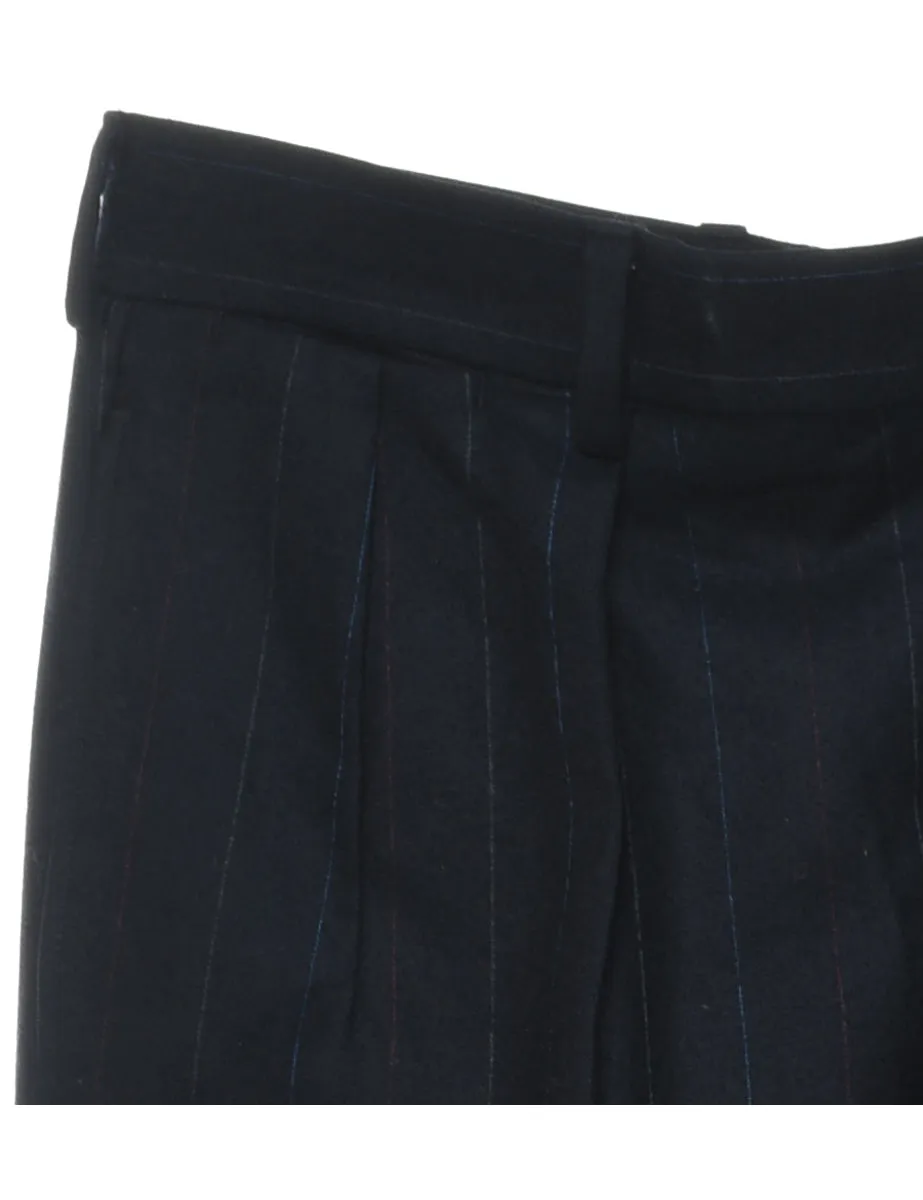Navy Striped Pattern Trousers - W34 L31