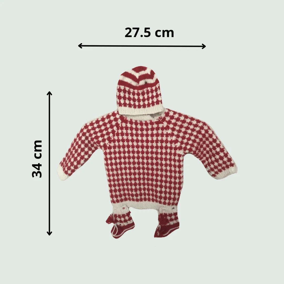Organic Wool |  Pullover Set |  Red & White