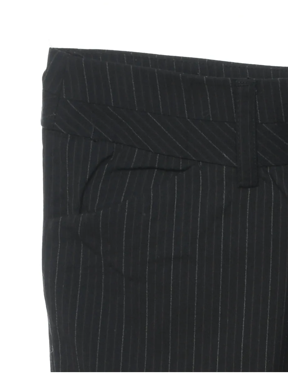 Pinstriped Black Classic Trousers - W32 L32