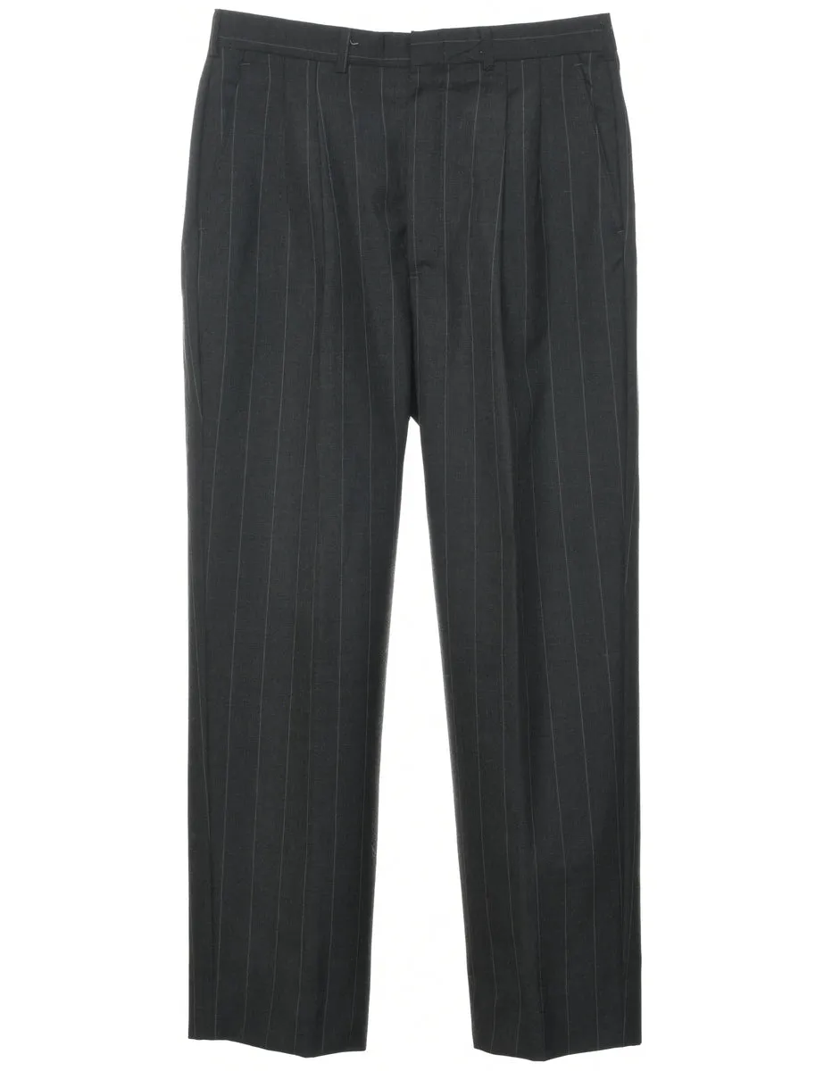 Pinstriped Dark Grey Trousers - W32 L30