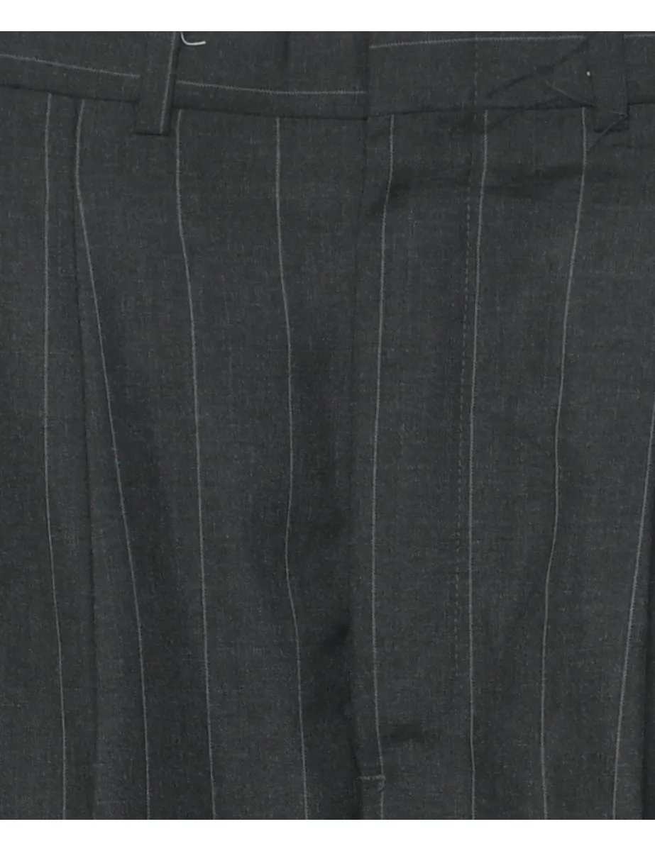 Pinstriped Dark Grey Trousers - W32 L30