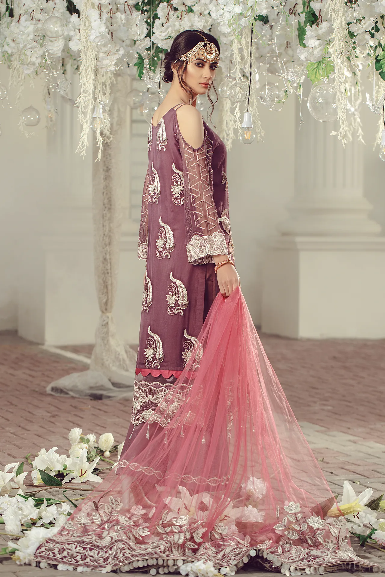 Serene Premium Beaux Rêves Embroidered Chiffon Collection 2020 – S-1010 Mauve Ballerina