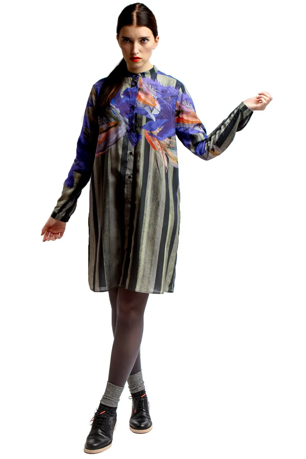 Shirt Dress Painted Blue