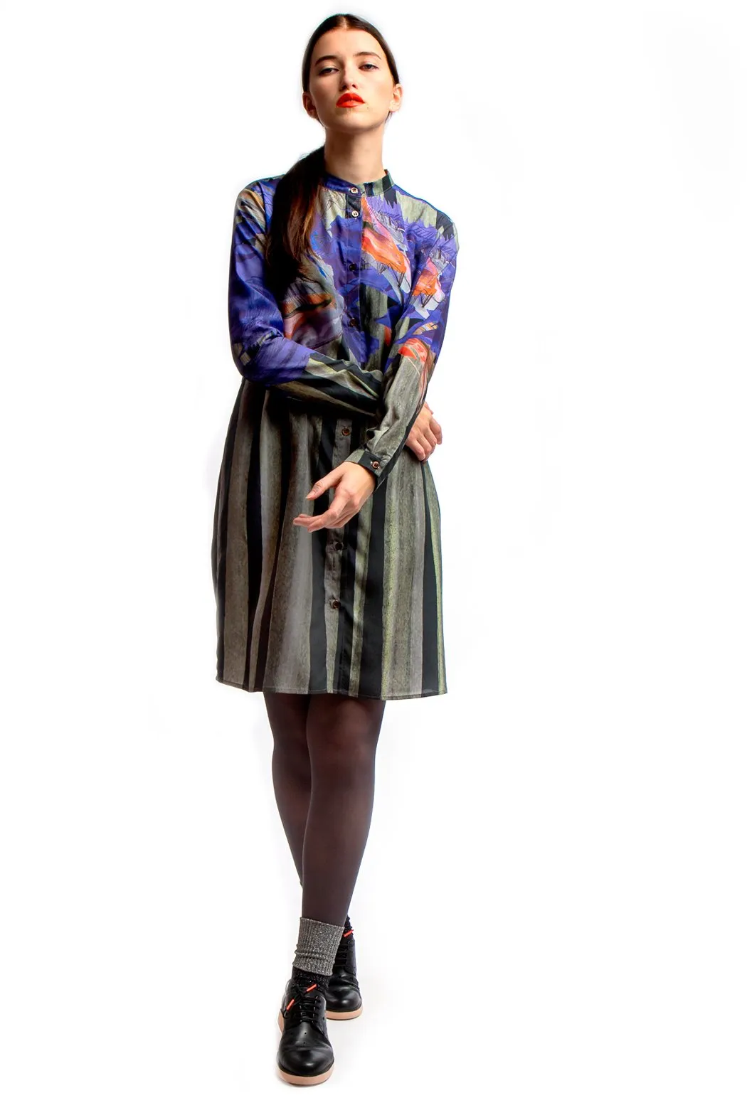 Shirt Dress Painted Blue