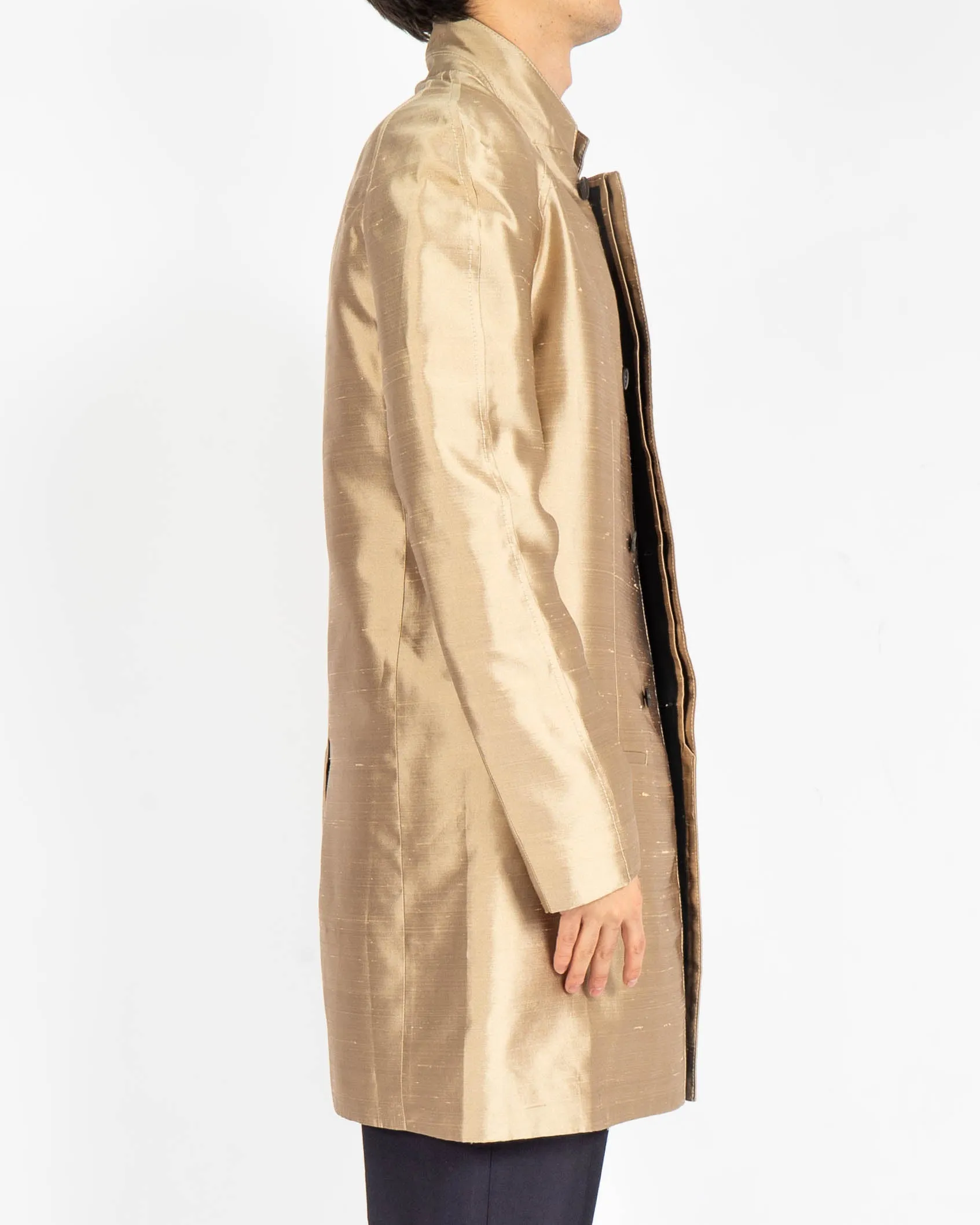 SS18 Golden Silk Jacquard Raglan Coat Sample