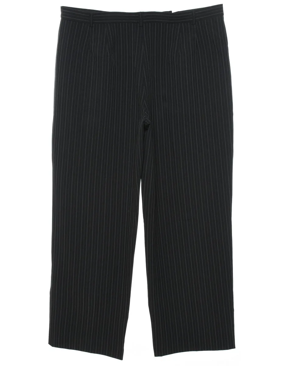 Striped Black Trousers - W35 L27