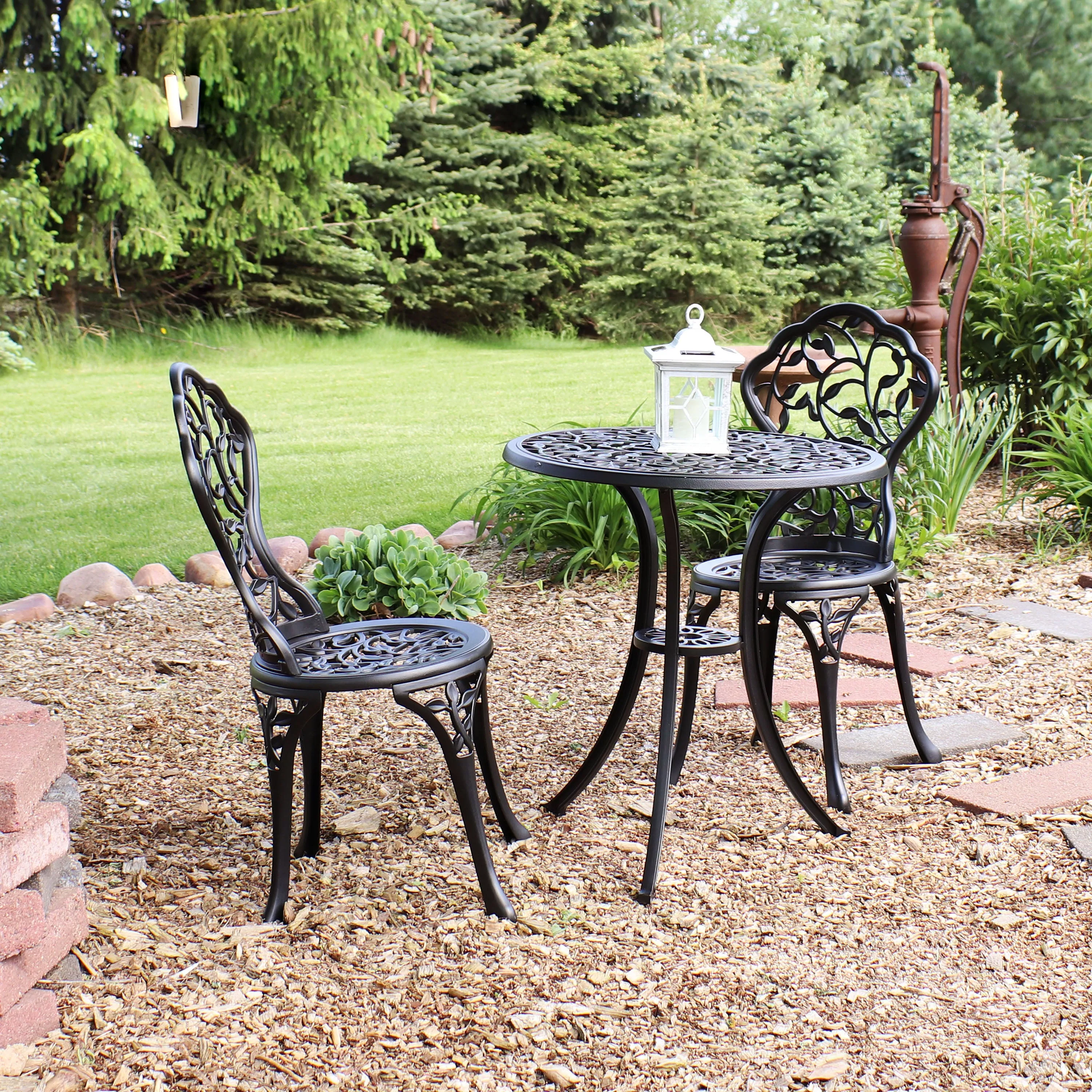 Sunnydaze 3-Piece Outdoor Cast Aluminum Patio Bistro Set