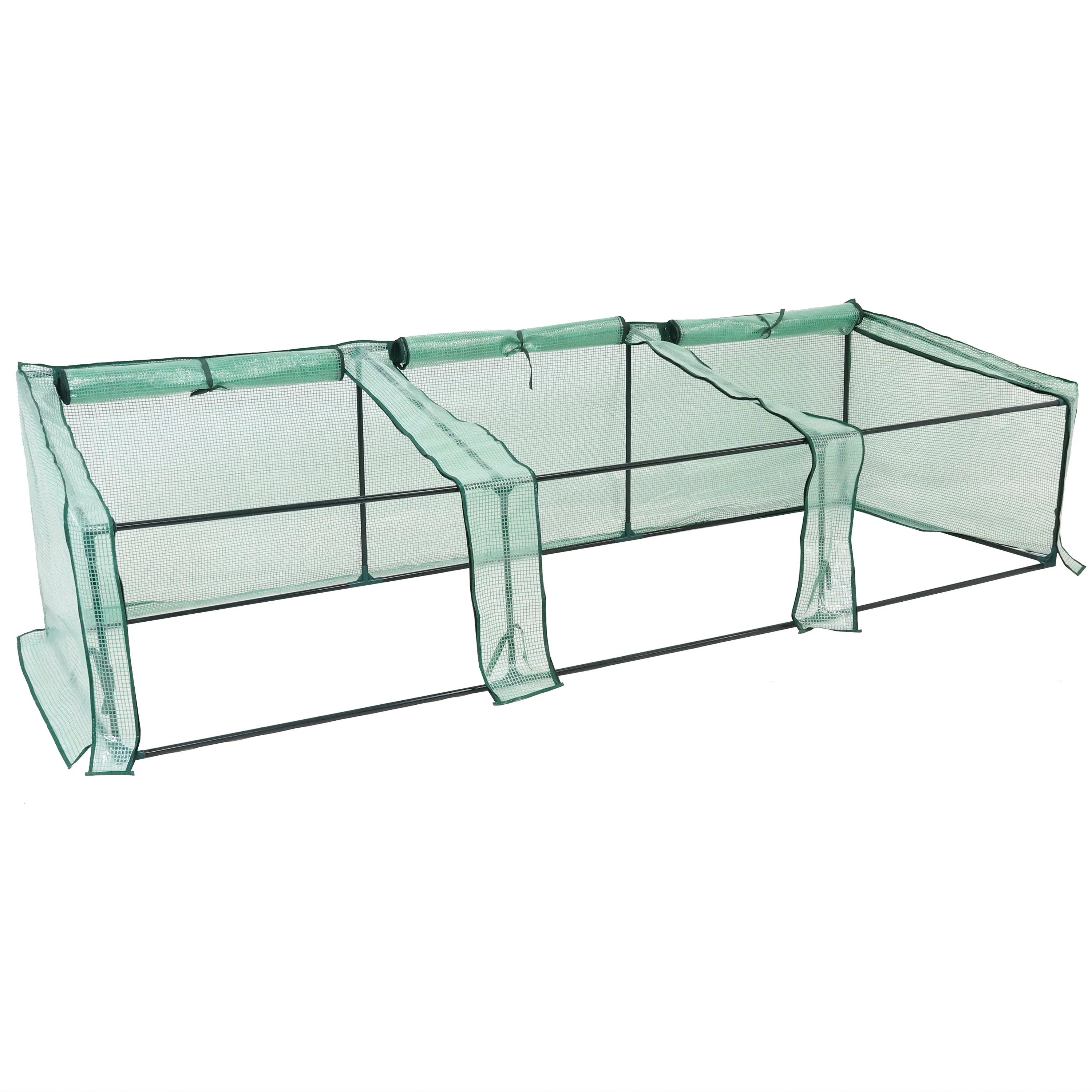 Sunnydaze Slanted Mini Cloche Greenhouse with Zippered Doors - Green