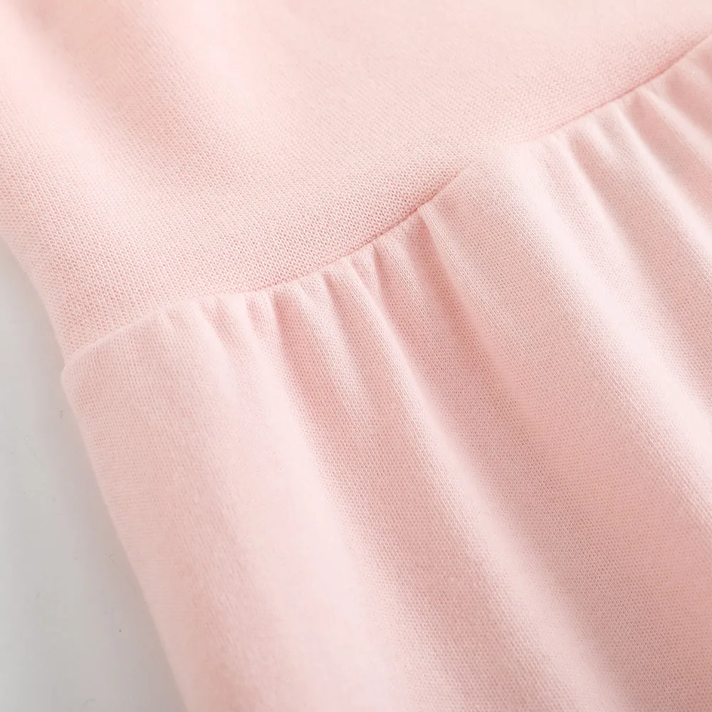 Vauva FW23 - Baby Girls Solid Cotton High Waist Trousers (Pink)