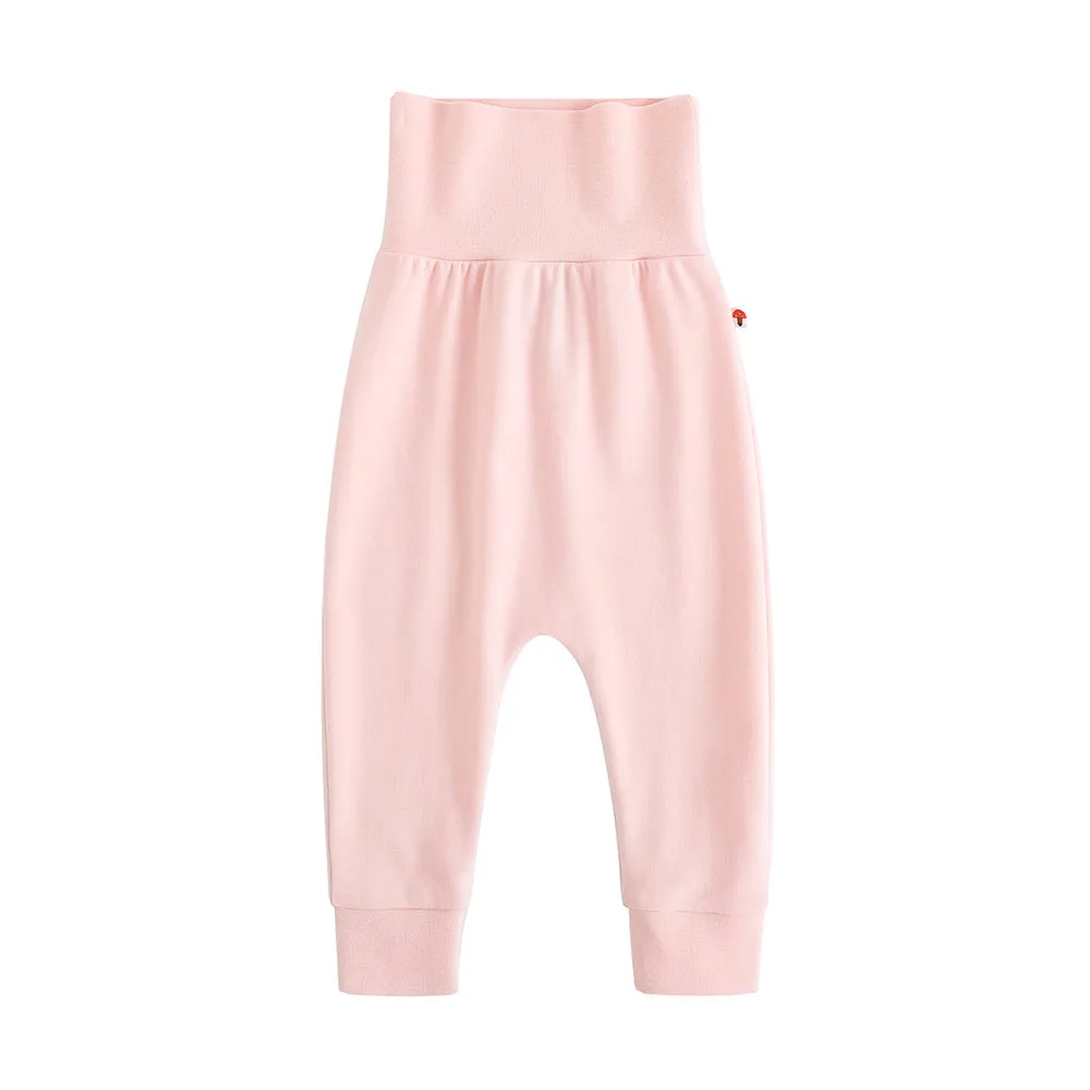 Vauva FW23 - Baby Girls Solid Cotton High Waist Trousers (Pink)